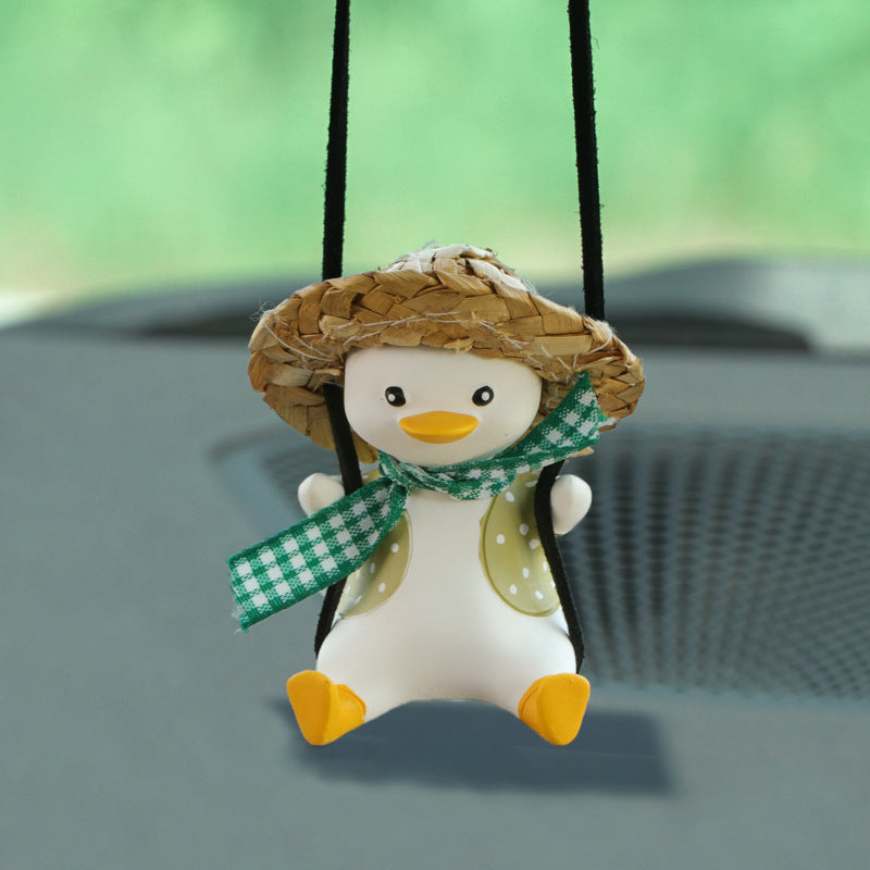 Car Pendant Cute Anime Little Duck Swing Auto Rearview Mirror Hanging Ornaments Interior Decoraction Accessories For Girls Gifts AMI Cart