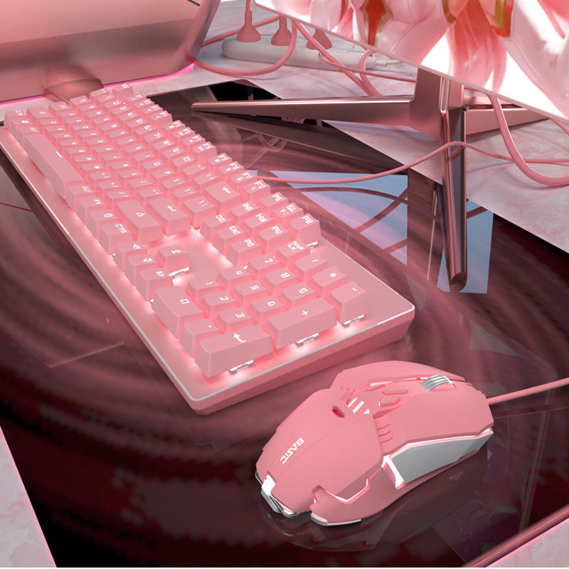 Mechanical Keyboard And Mouse Set Girls.