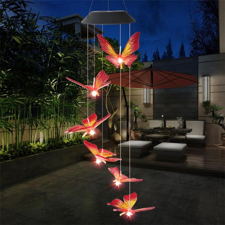 Solar Powered LED Wind Chime Light Hanging Color-Changing AMI Cart