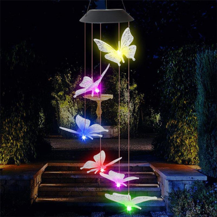 Solar Powered LED Wind Chime Light Hanging Color-Changing AMI Cart