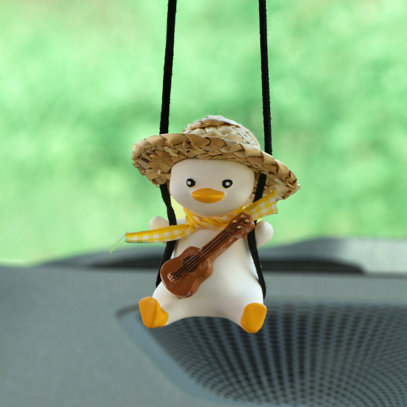 Car Pendant Cute Anime Little Duck Swing Auto Rearview Mirror Hanging Ornaments Interior Decoraction Accessories For Girls Gifts AMI Cart