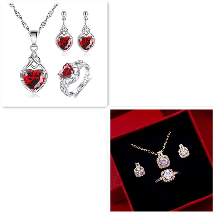 Jewelry Set Zircon Gem Pendant Chain Choker Necklace AMI Cart