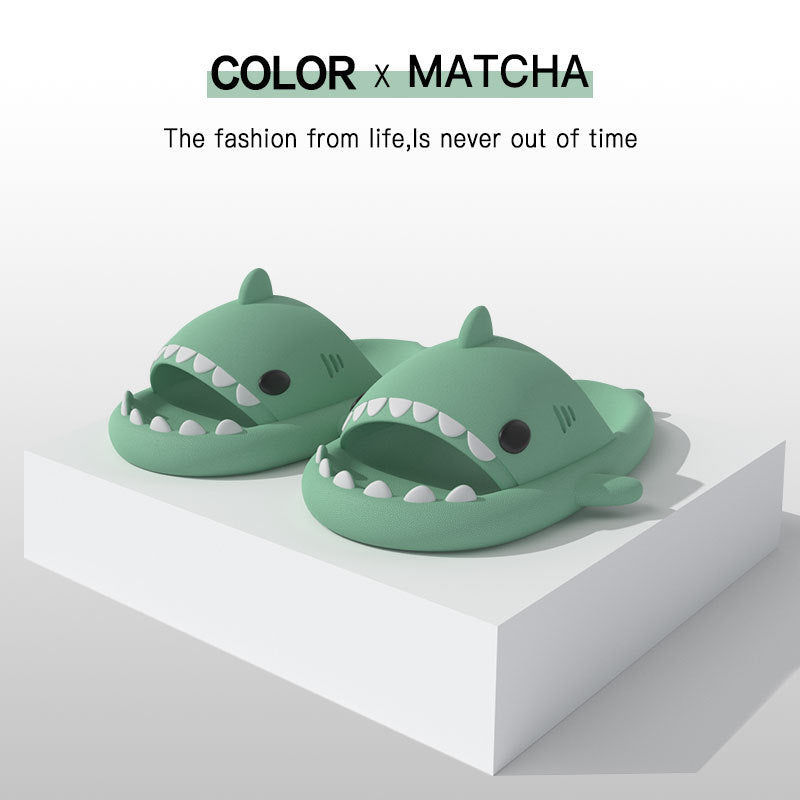 Adult's Slippers Indoor Outdoor Funny Shark Cartoon AMI Cart