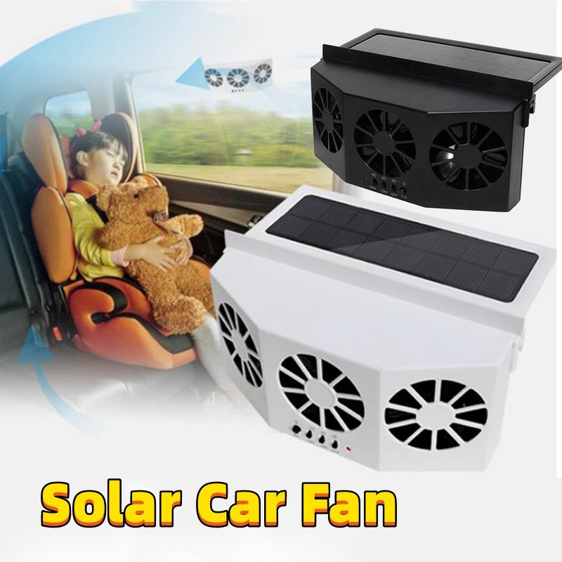Car Fan Solar Window Sun Powered Car Auto Air Vent Cool Cooling System Radiator Fan Cooling Fan Energy Saving Car Styling Cooler AMI Cart
