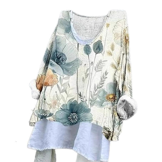 Women's Loose Casual Long Sleeves 3D Printed Pullover T-shirt