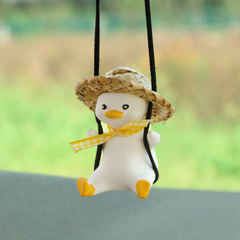 Car Pendant Cute Anime Little Duck Swing Auto Rearview Mirror Hanging Ornaments Interior Decoraction Accessories For Girls Gifts AMI Cart