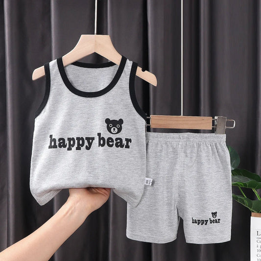 2PCS Children Clothing Vest Suit Children's Sets Summer Cotton T-Shirts Shorts Boys Girls Sleeveless Kids Clothes for baby - Chic Cart
