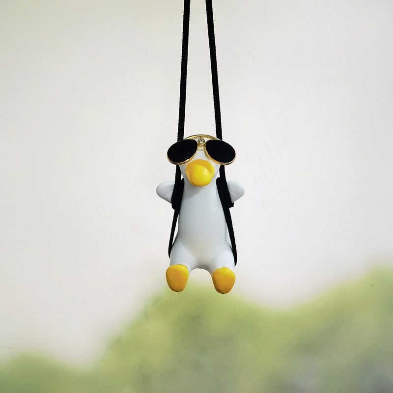 Car Pendant Cute Anime Little Duck Swing Auto Rearview Mirror Hanging Ornaments Interior Decoraction Accessories For Girls Gifts AMI Cart