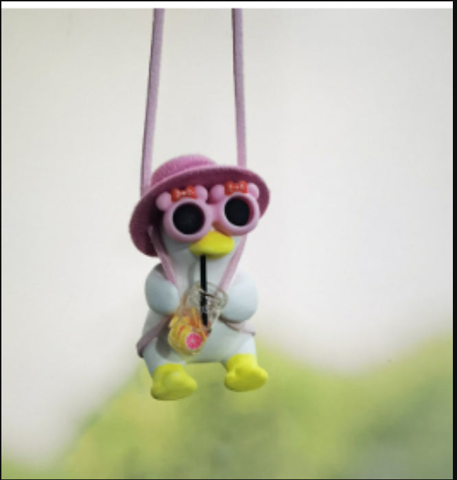 Car Pendant Cute Anime Little Duck Swing Auto Rearview Mirror Hanging Ornaments Interior Decoraction Accessories For Girls Gifts AMI Cart