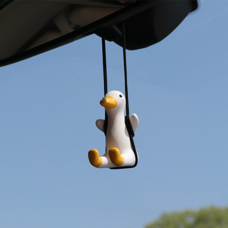 Car Pendant Cute Anime Little Duck Swing Auto Rearview Mirror Hanging Ornaments Interior Decoraction Accessories For Girls Gifts AMI Cart