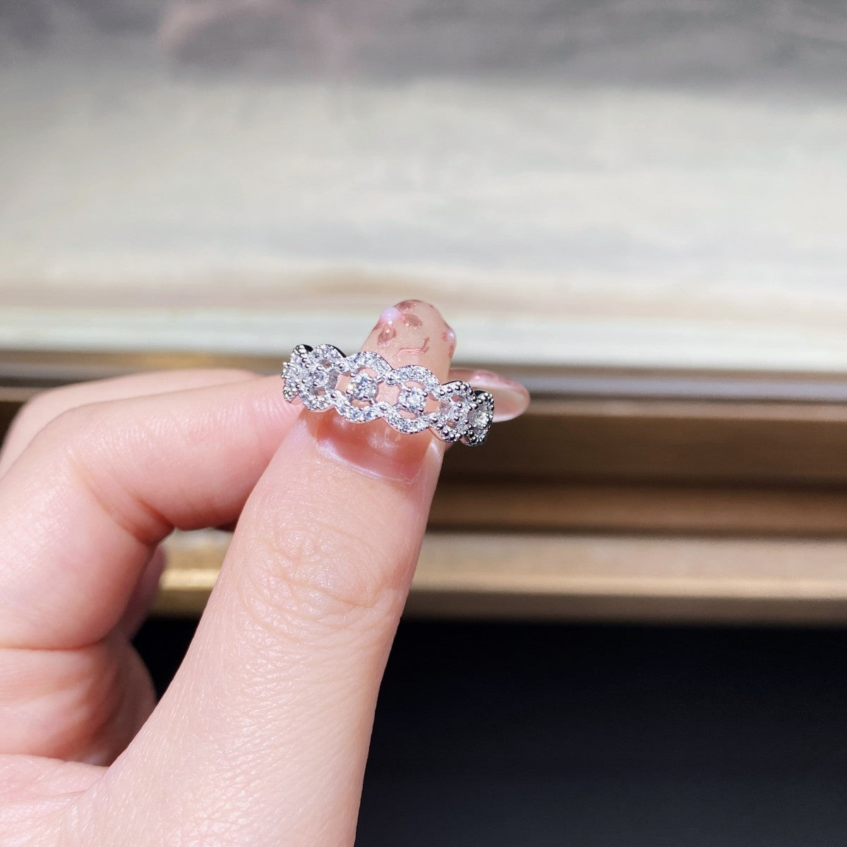 S925 Sterling Silver Fairy Lace Ring VA Zircon Qingshan AMI Cart