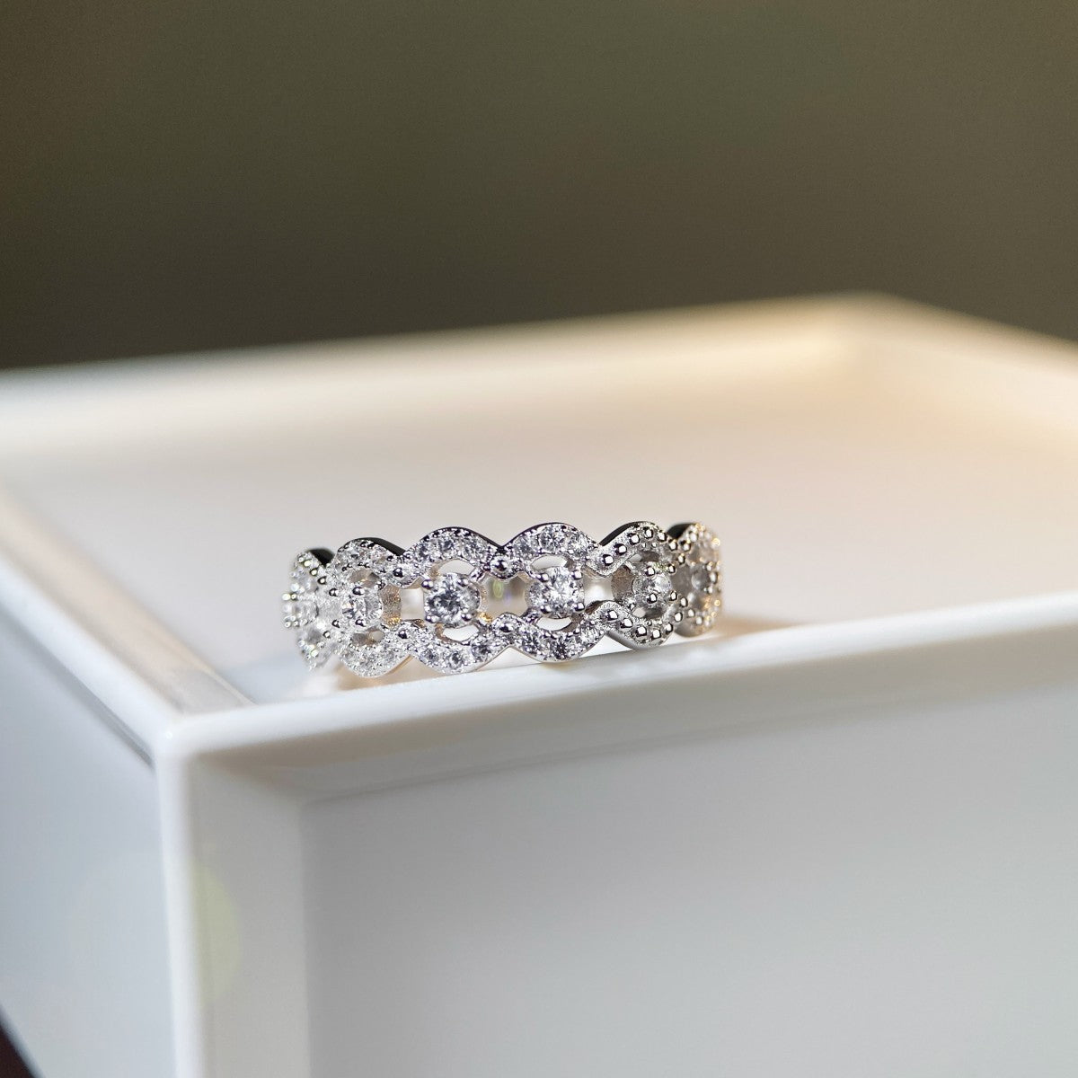 S925 Sterling Silver Fairy Lace Ring VA Zircon Qingshan AMI Cart