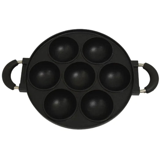 7 Hole Cake Cooking Pan Cast Iron Omelette Pan Non - stick Cooking Pot Breakfast Egg Cooking Pie Cake Mold Cookware Kitchenware - Chic Cart