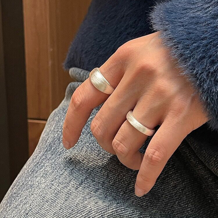 Frosted Brushed Wide Surface Simple Bracelet Ring Ins Cold Style
