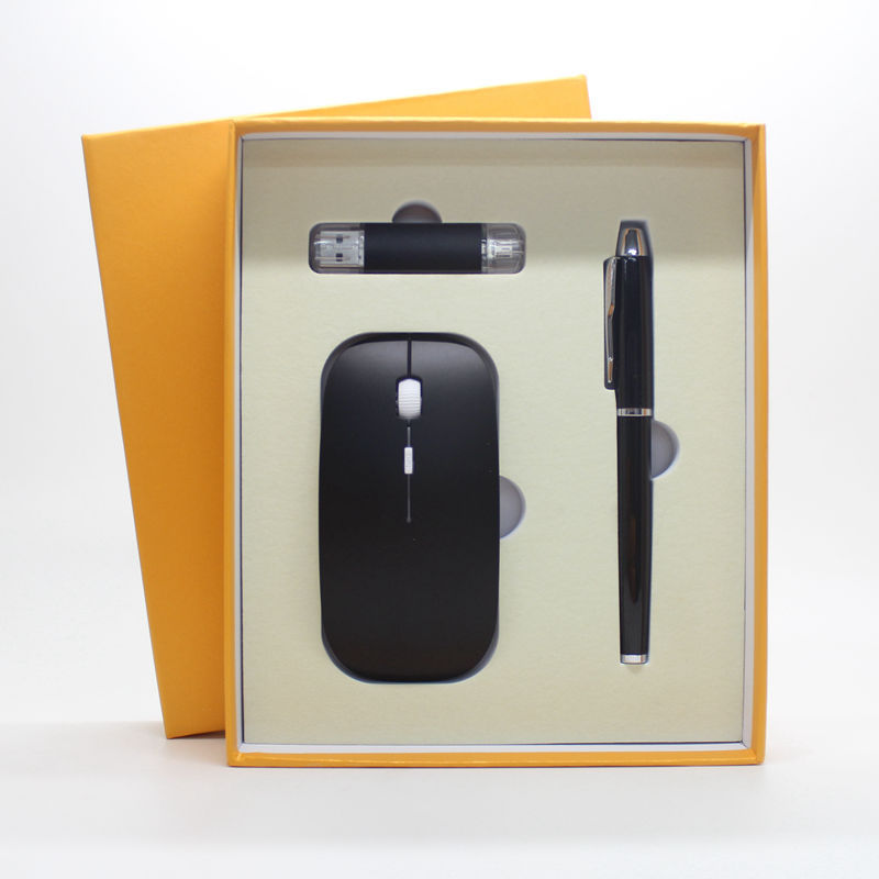 Factory direct businessthin wireless mouse + mobile U disk + pen three pieces of office gift custom-made LOGO AMI Cart