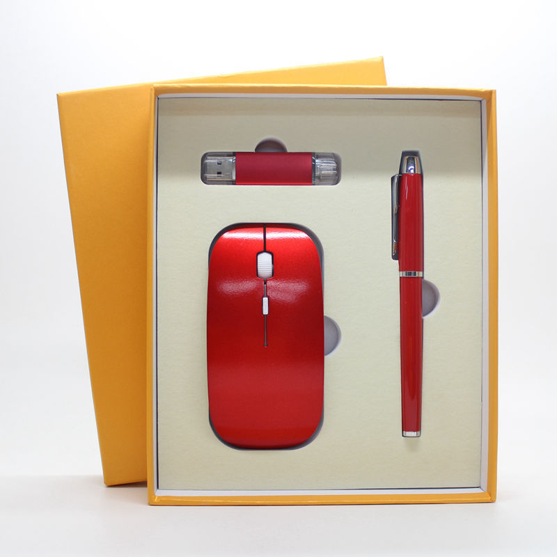 Factory direct businessthin wireless mouse + mobile U disk + pen three pieces of office gift custom-made LOGO AMI Cart