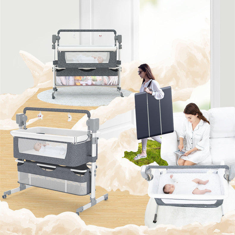 Portable Baby Bed Electric Bassinet Splicing Bed Foldable Newborn Baby Bedside Bed Baby Bed AMI Cart
