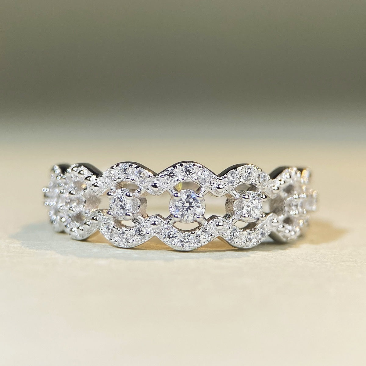 S925 Sterling Silver Fairy Lace Ring VA Zircon Qingshan AMI Cart
