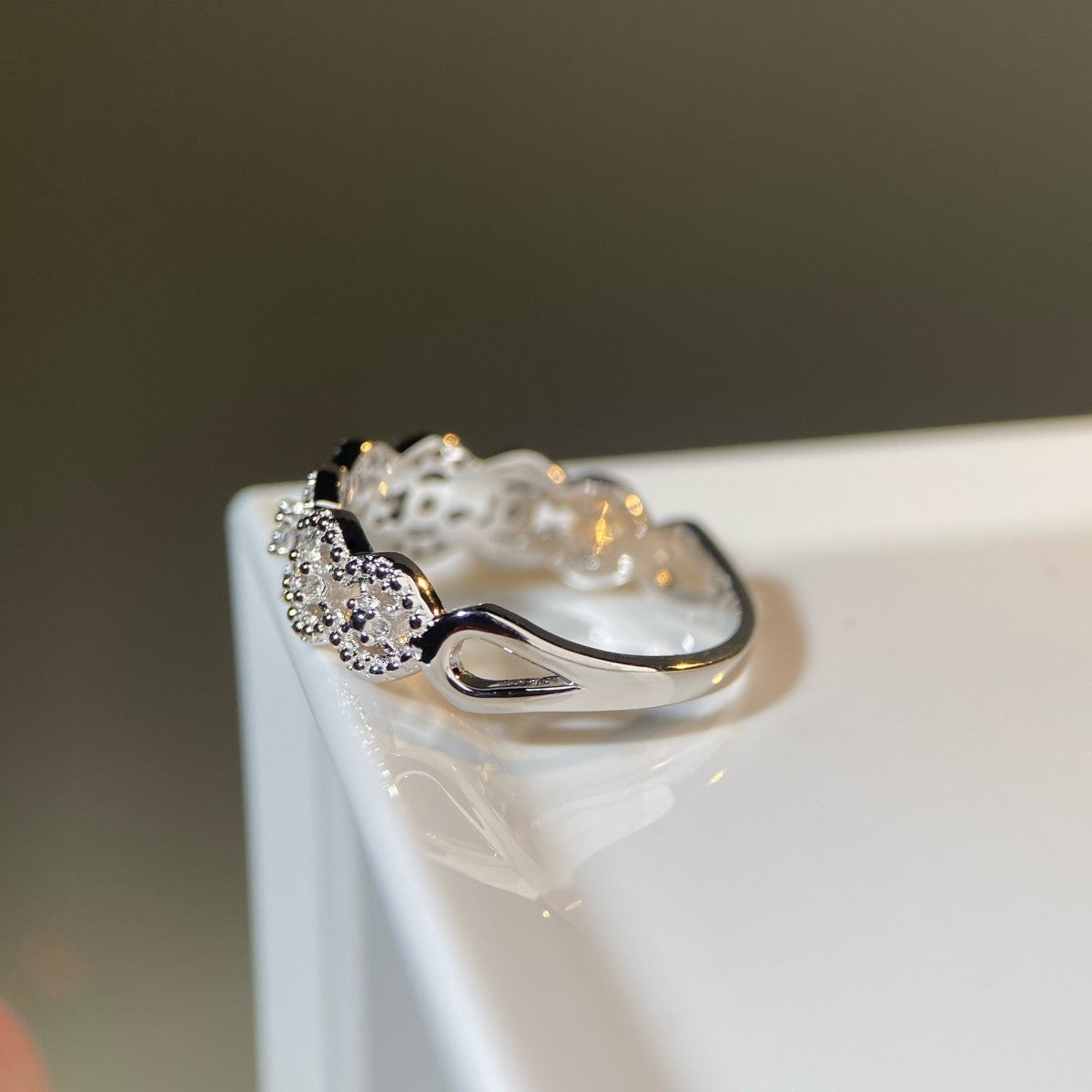 S925 Sterling Silver Fairy Lace Ring VA Zircon Qingshan AMI Cart