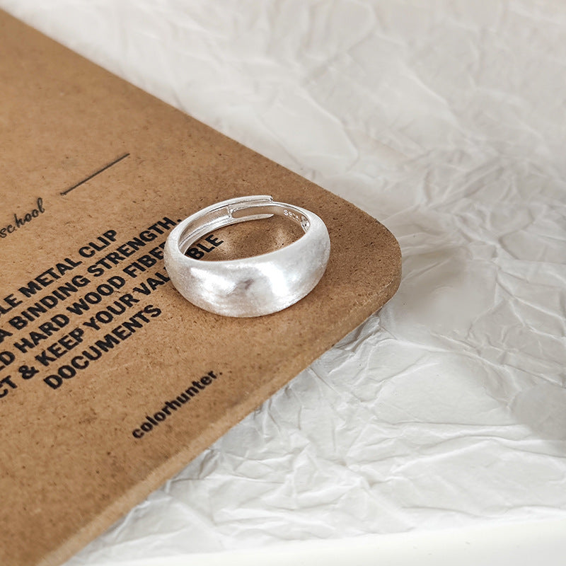 Frosted Brushed Wide Surface Simple Bracelet Ring Ins Cold Style
