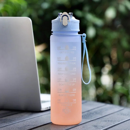 900ML Sports Water Bottle with Time Marker Leak - proof Cup Motivational Portable Water bottle for Outdoor Sport Fitness BPA Free - Chic Cart