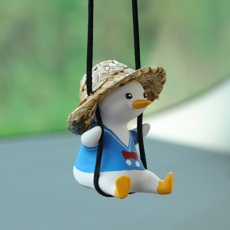 Car Pendant Cute Anime Little Duck Swing Auto Rearview Mirror Hanging Ornaments Interior Decoraction Accessories For Girls Gifts AMI Cart