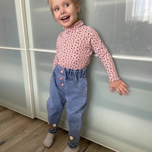 Kids Baby Girls Casual Clothes Jeans Pink Bow Trousers Toddler Infant Denim Clothing Pants Children Bottoms 1 2 3 4 5 6 Years - Chic Cart