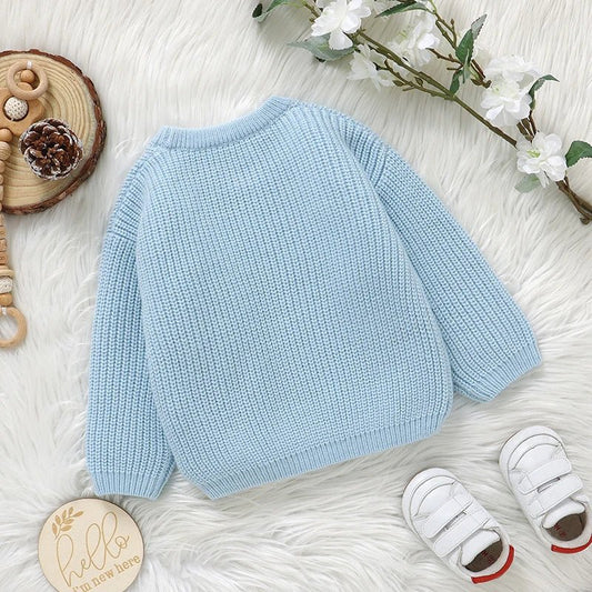 Baby Sweater Knitted Newborn Kid Clothing Fashion Embroidered Letters Tops Outerwear Infant Girl Boy Pullover Long Sleeve Autumn - Chic Cart
