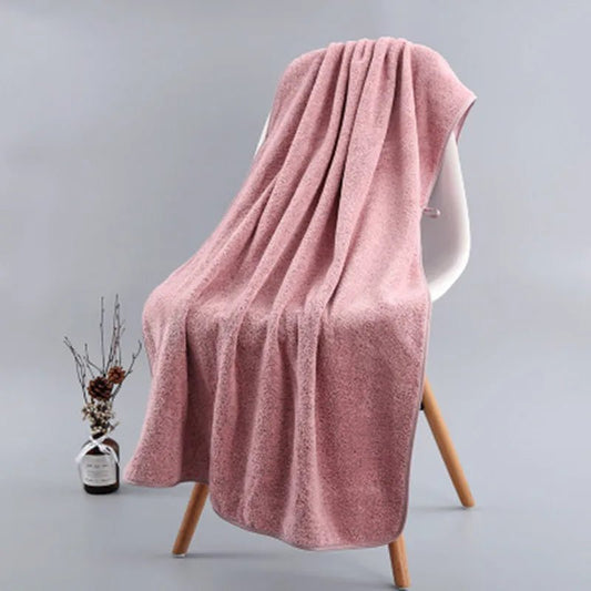 thick and big Bamboo Charcoal Coral Velvet Bath Towel For Adult Soft Absorbent Microfiber Fabric Towel Household Bathroom Towel - Chic Cart