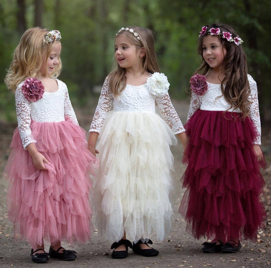 Children's Skirt Lace Long-sleeved Girls
