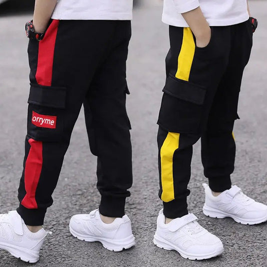 Children's pants 2024 spring and autumn handsome boys big pocket overalls boys casual pants sports trousers 4 - 10 years old - Chic Cart
