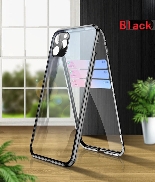 Double-sided glass magnetic phone case lens full-package