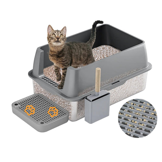 Enclosed Cat Litter Box Front Top Exit Cat Toilet Boxes with Lid - Chic Cart
