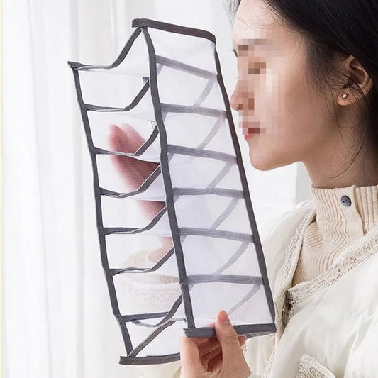 6/7/11 Foldable Underwear Underwear Socks Organizer With Dividers Clothes Storage Box Breathable Mesh Bag For Wardrobe - Chic Cart