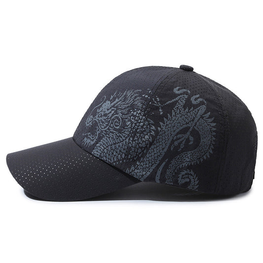 Hat Men's Chinese Style Printed Dragon Baseball Cap Polyester