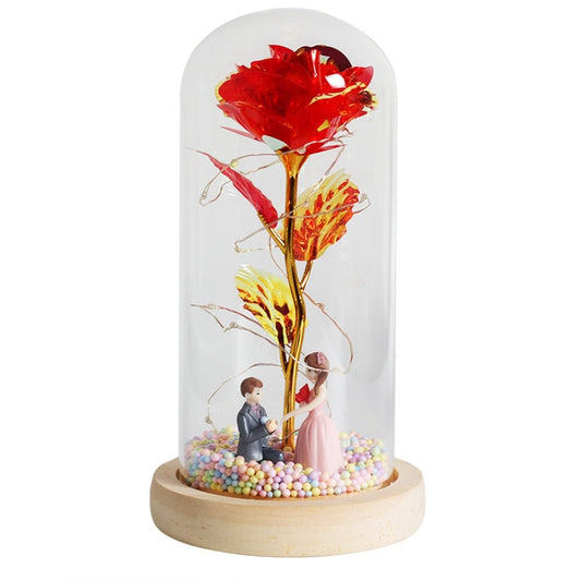 LED Glass Dome LED Enchanted Galaxy Rose with Fairy Lights in Dome - Chic Cart