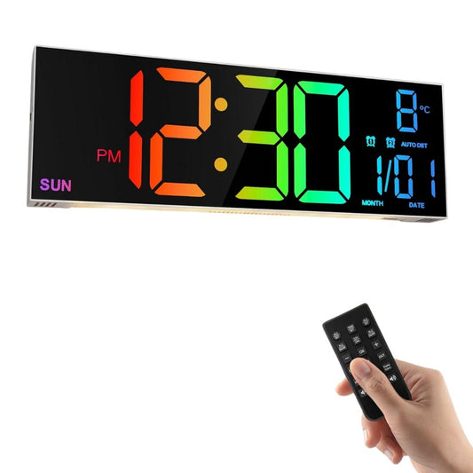 Large Digital Wall Clock with Remote Control 8 RGB Colors Digital Alarm Clock - Chic Cart