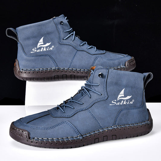 Leather Shoes High-top Retro Casual Boots for Men's