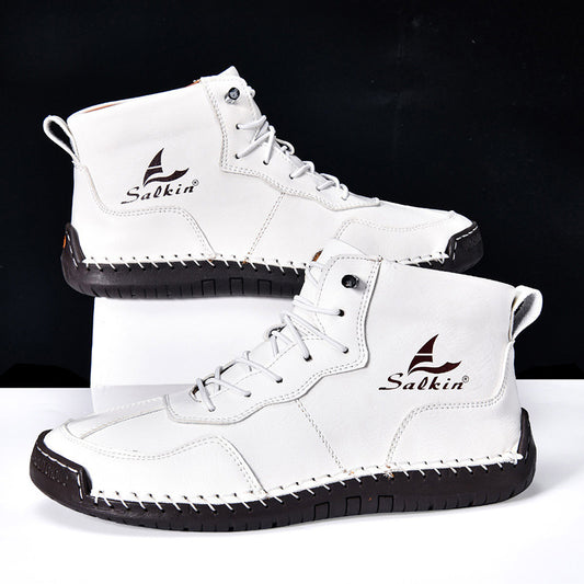 Leather Shoes High-top Retro Casual Boots for Men's