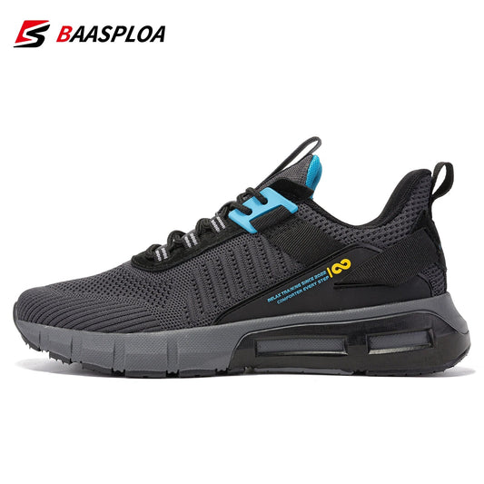 Baasploa Men Sport Shoes Mesh Breathable Walking Shoes for Men Lightweight Non - Slip Outdoor Fashion Casual Sneakers Lace Up Male - Chic Cart