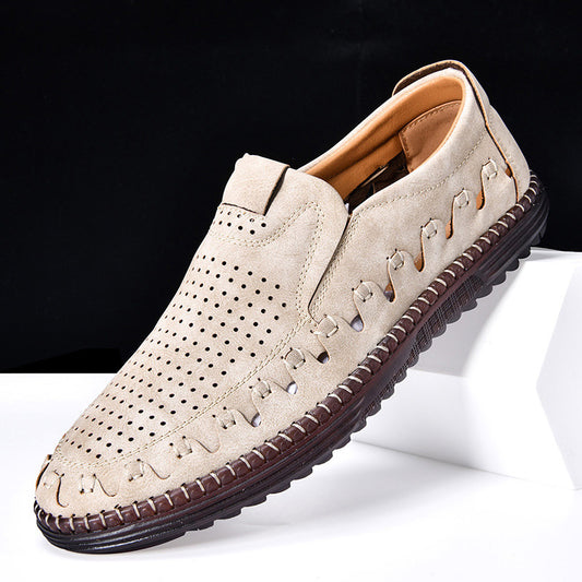 Men's Outdoor Casual Shoes Slip-on Flat Handmade Leather Shoes