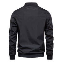 Men's Zip-up Jacket With Pockets Casual Solid Stand Collar Long Sleeve Top Outwear Clothing