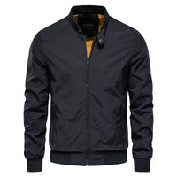 Men's Zip-up Jacket With Pockets Casual Solid Stand Collar Long Sleeve Top Outwear Clothing