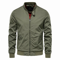 Men's Zip-up Jacket With Pockets Casual Solid Stand Collar Long Sleeve Top Outwear Clothing