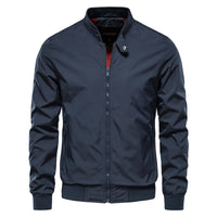 Men's Zip-up Jacket With Pockets Casual Solid Stand Collar Long Sleeve Top Outwear Clothing