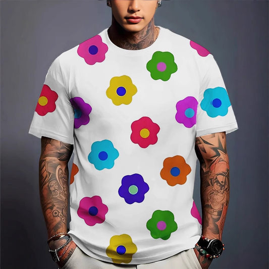 Printed Loose Breathable Sweat-proof Crew Neck Men's T-shirt