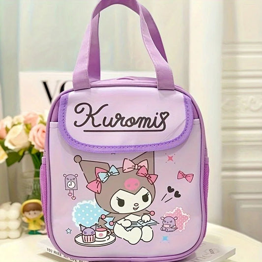 Sanrio Insulated Lunch Bag Hello Kitty Kuromi Cinnamoroll Printed Canvas Bento Bag Reusable Zipper Closure Handy Bag Kid Gifts - Chic Cart