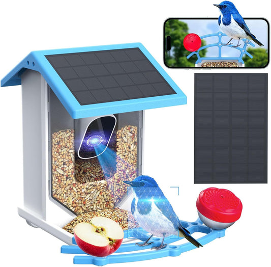 Smart Bird Feeder With Camera,Solar-Powered WiFi 4MP Live Camera,