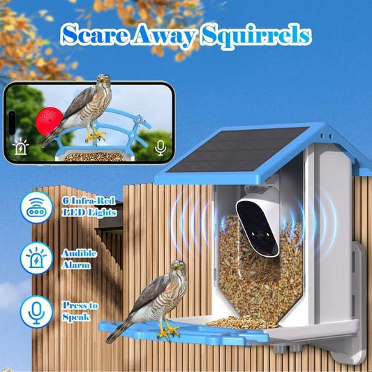 Smart Bird Feeder With Camera,Solar-Powered WiFi 4MP Live Camera,