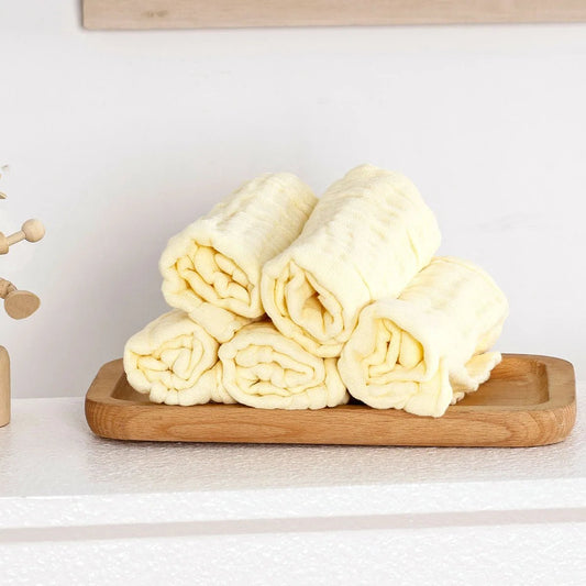 Soft Cotton Gauze 5PCS Baby Face Towel Set Solid Color Burp Cloth Handkerchief Feeding Wash Cloth Wipe - Chic Cart